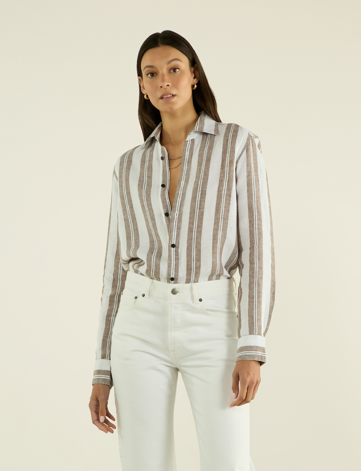 Boyfriend: Linen, Mocha and Black Multi-Stripes