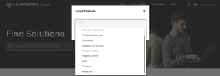 Screenshots of squarespace support