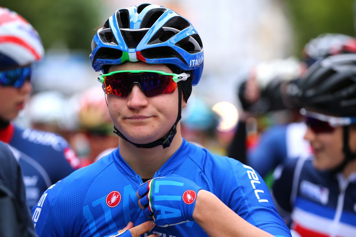 A focused Elena Pirrone (Italy) pre race