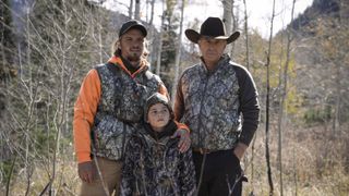 Luke Grimes, Brecken Merrill and Kevin Costner in Yellowstone