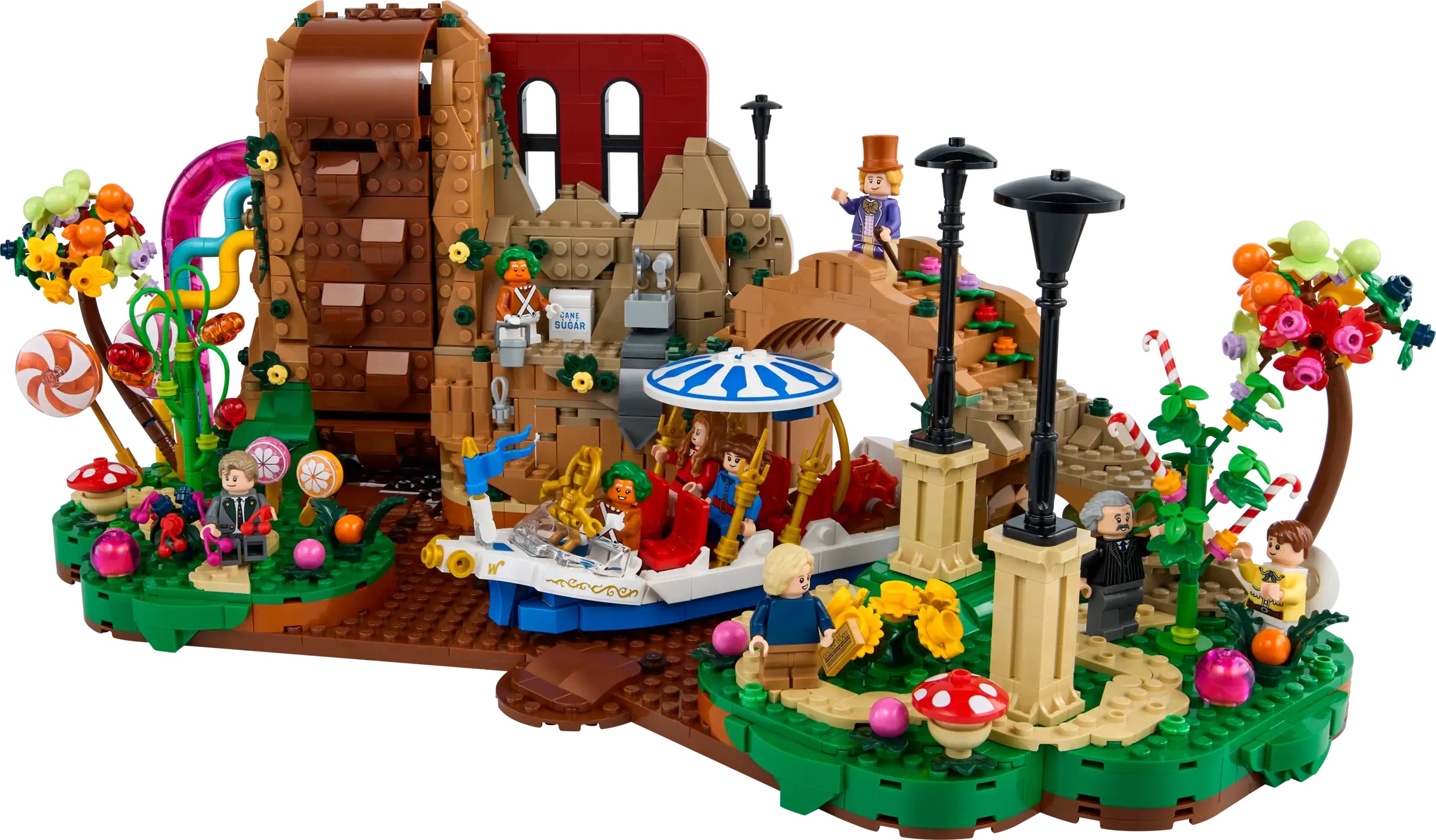 Willy Wonka and the Chocolate Factory LEGO set from multiple angles
