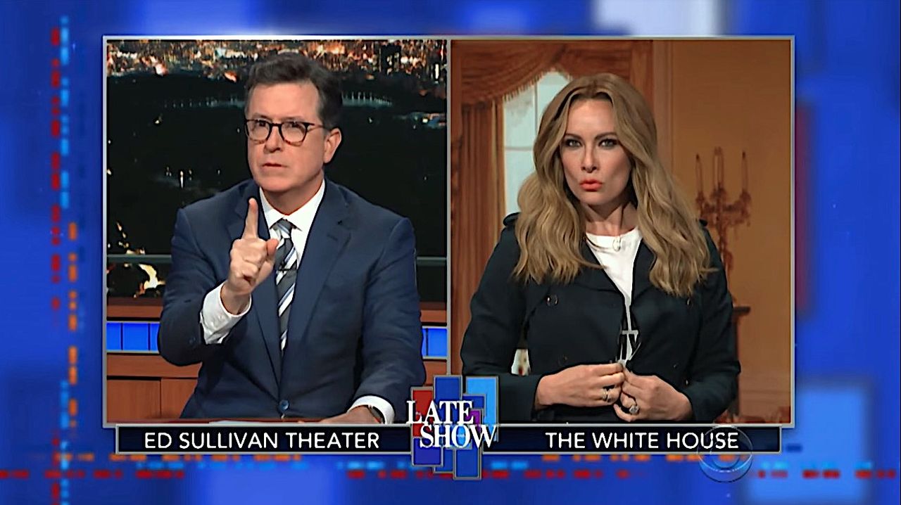 Stephen Colbert interviews &amp;quot;Melania Trump&amp;quot; on that Zara jacket