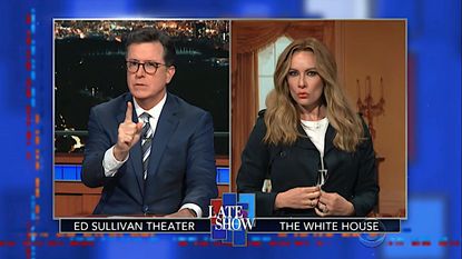 Stephen Colbert interviews "Melania Trump" on that Zara jacket