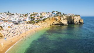 The golden beaches and turquoise waters of the Algarve Coast