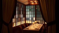 Cafe Charmant New York interior booth with curtains