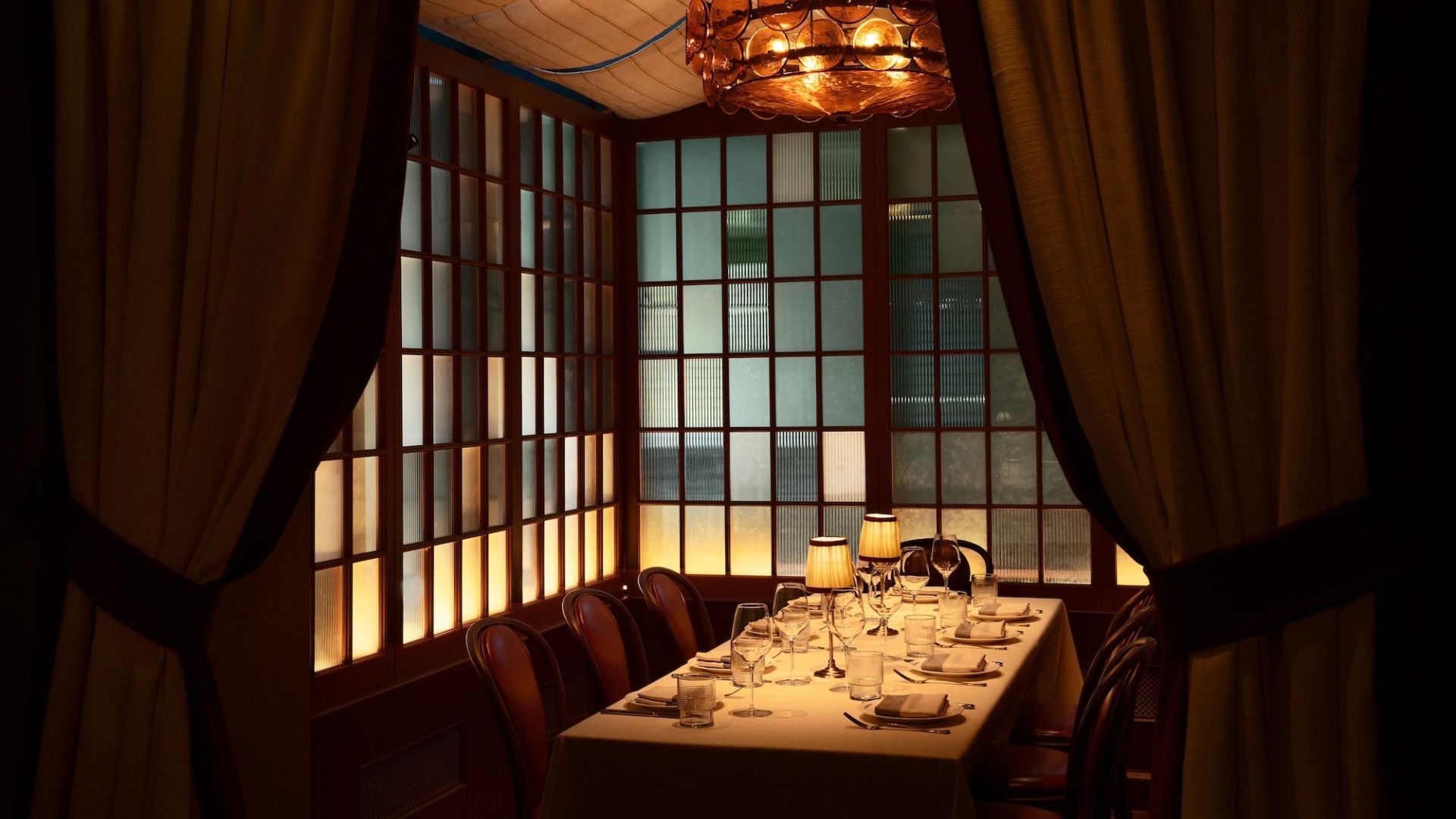 Cafe Charmant New York interior booth with curtains