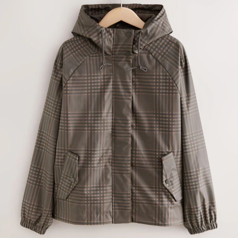 Next , Brown Check Rubber Rain Jacket