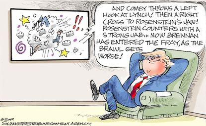Political Cartoon U.S. Trump Comey Rosenstein Lynch White House Chaos