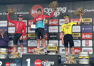 Arnaud De Lie (Lotto Dstny) takes the top step of the podium as winner of 2024 Circuit de Wallonie