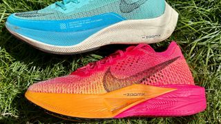 a photo of the midsole of the Vaporfly Next% 2 and the Vaporfly Next% 3