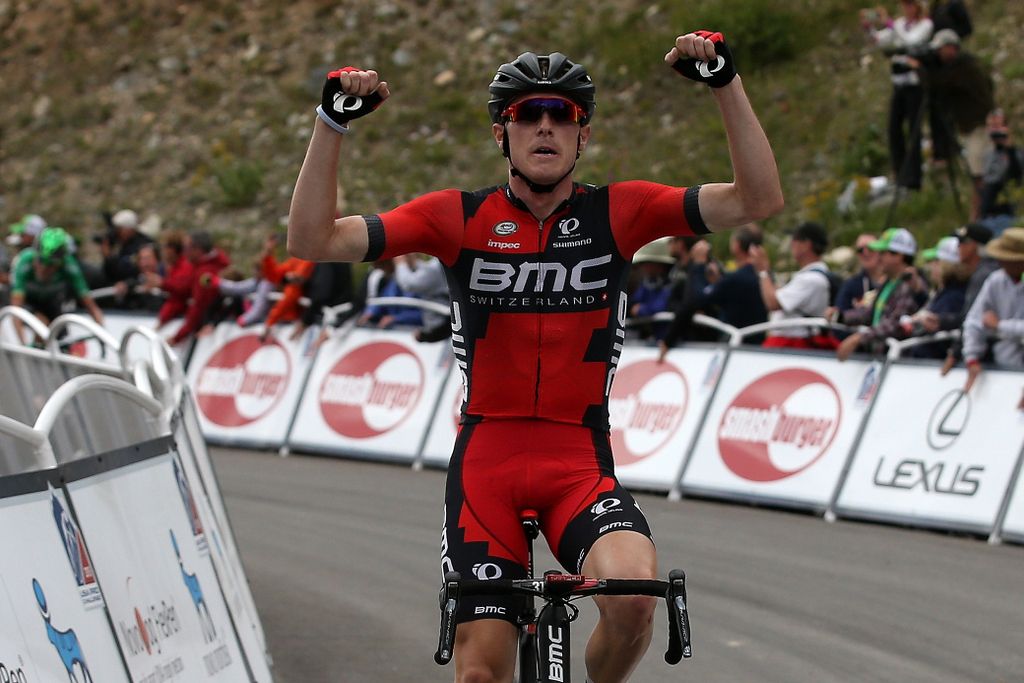 Rohan Dennis is pmped for teammate Brent Bookwalter who won the stage