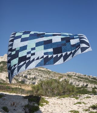 Blue toned patchwork quilt