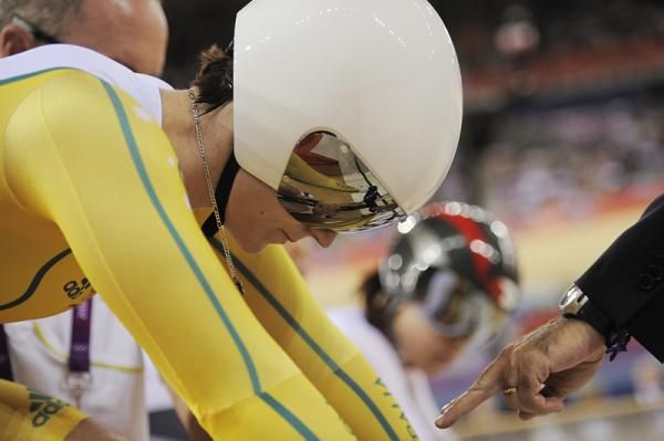 Anna Meares (Australia) on the start line for her 1/16 final match-up.