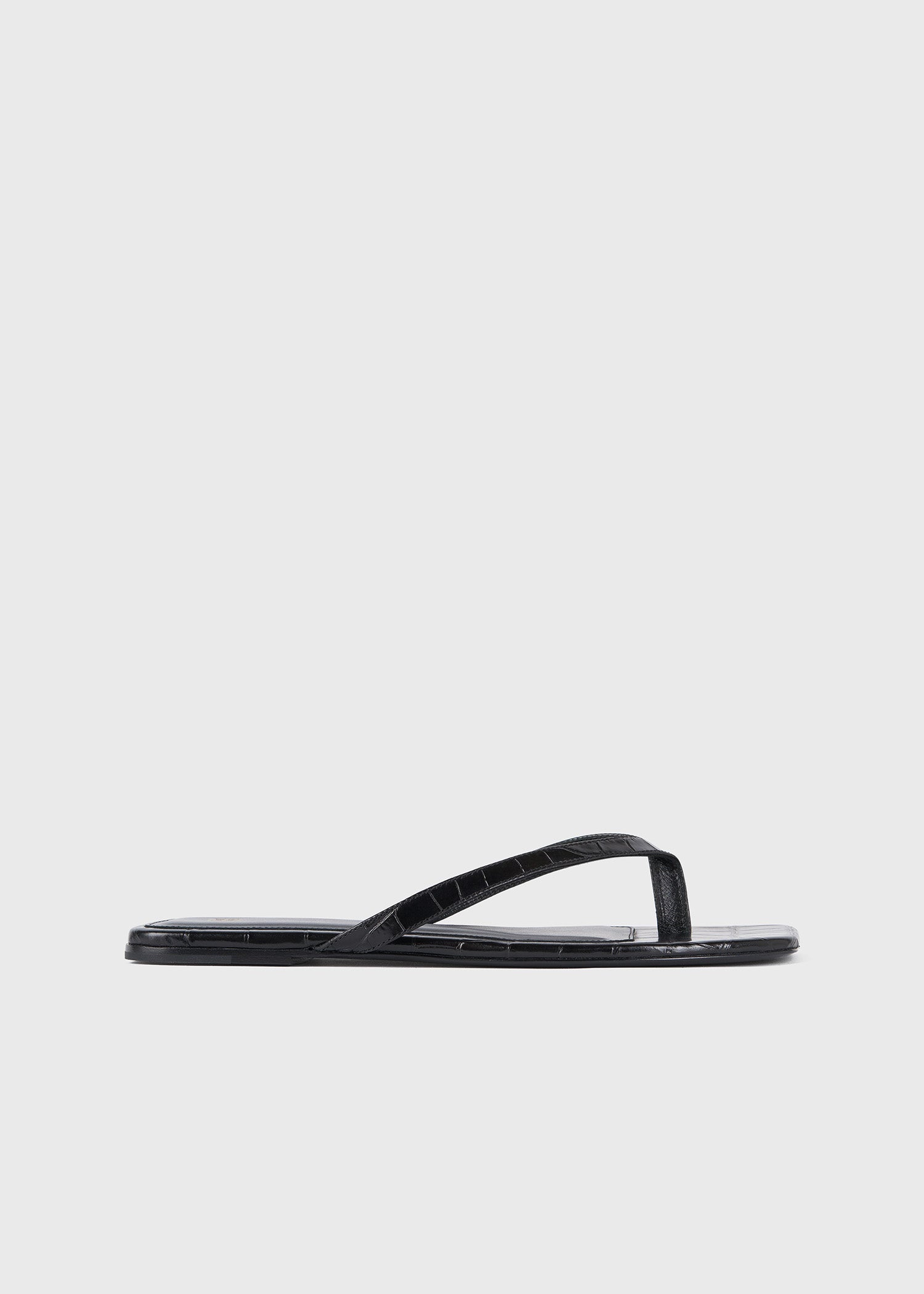 Croco-Embossed Flip Flops Black - 35