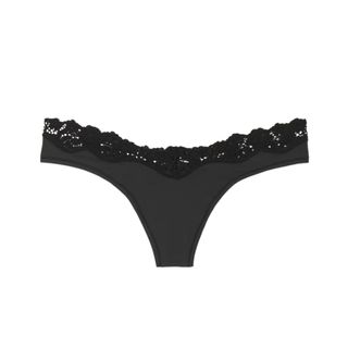 SKIMS Fits Everybody lace-trimmed stretch-jersey thong - Onyx