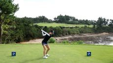 Grace Kim hits driver during round one of the 2025 BMW Ladies Championship