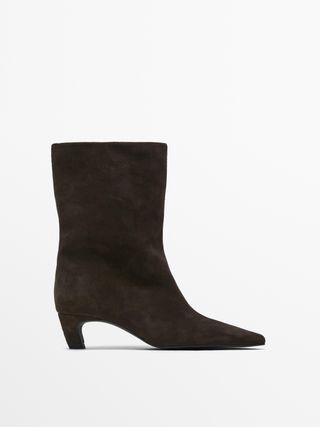 Massimo Dutti, Split Leather High-Heel Ankle Boots