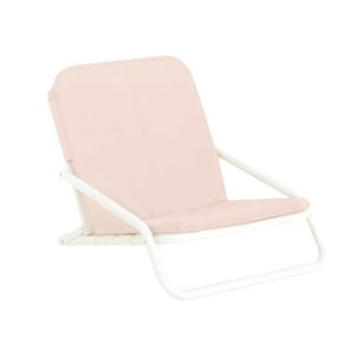 Pink beach chair on white background