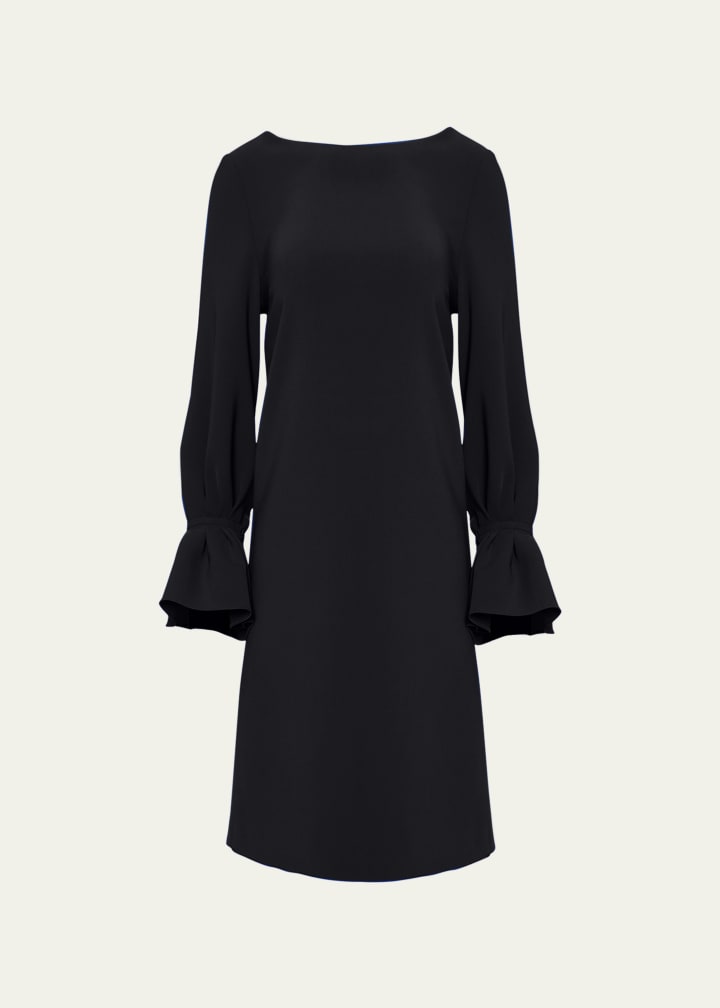 Ruffle-Cuff Shift Dress