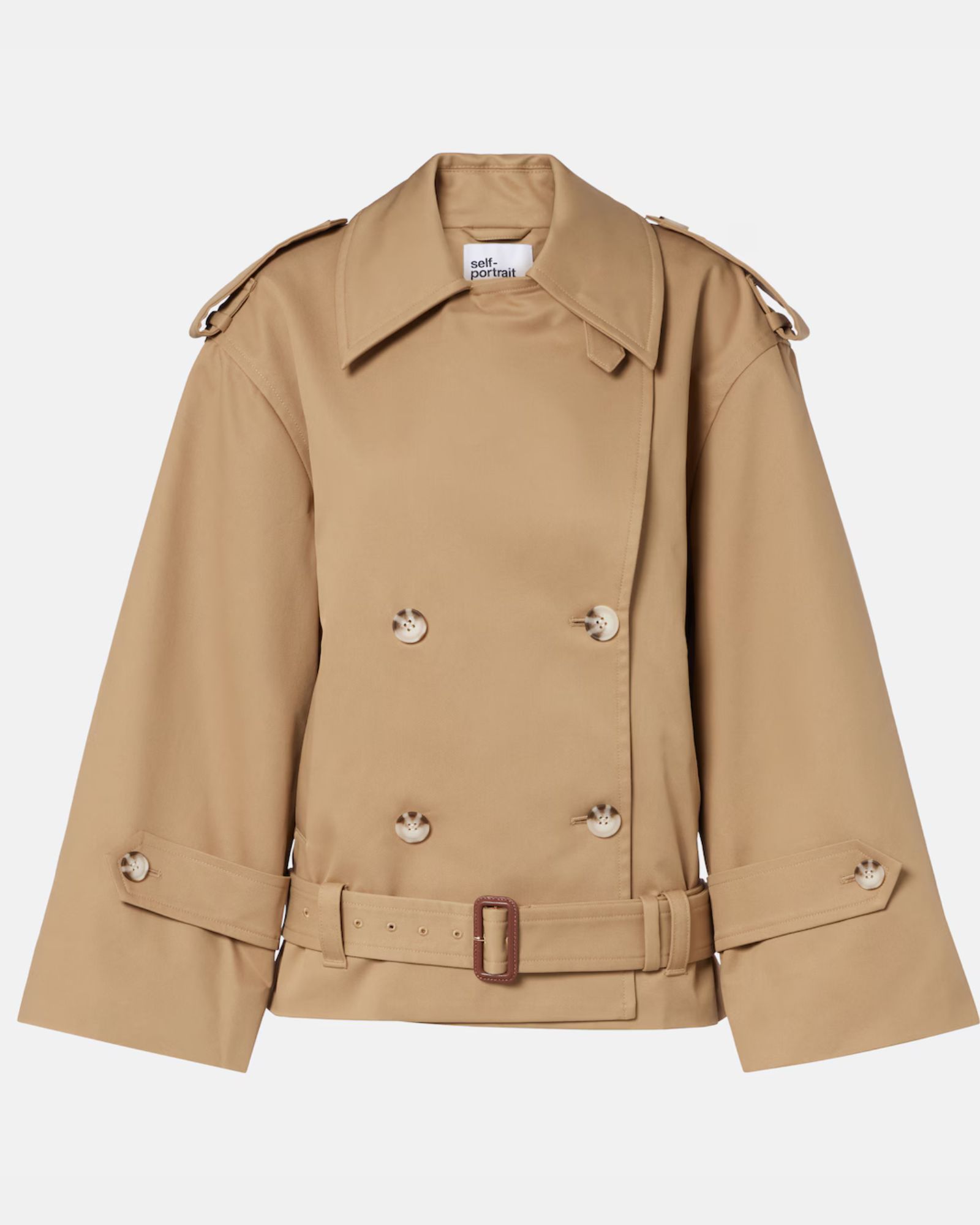 Self Portrait Cropped gabardine trench coat
