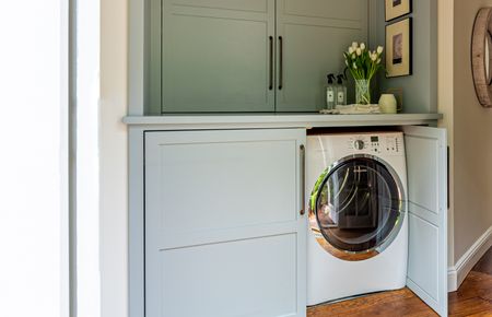 washing machine in a built in cabinet