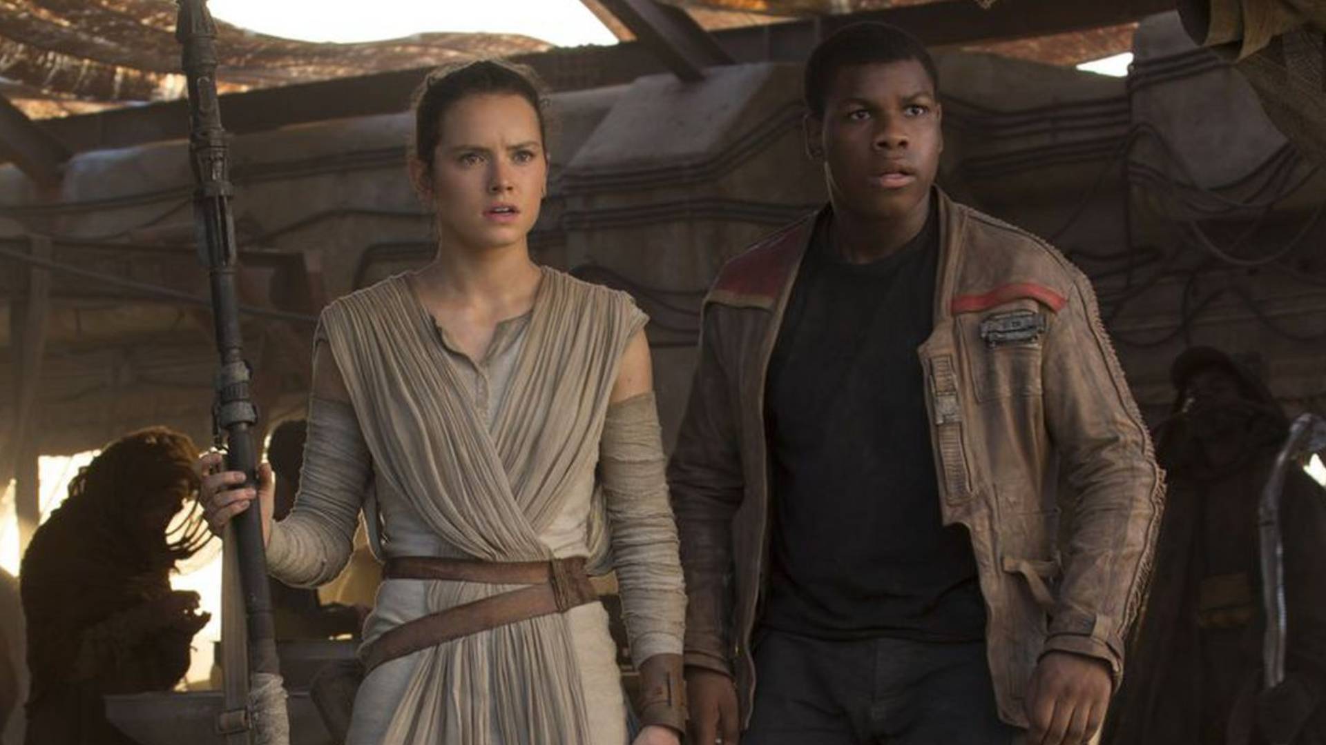 Daisy Ridley and John Boyega in Star Wars: The Force Awakens