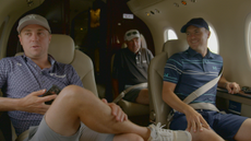 Full Swing screenshot of Justin Thomas and Jordan Spieth on a private jet