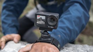 DJI Osmo Action 4 camera on wrist mount