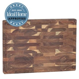 Typhoon World Foods End Grain Acacia Block with Ideal Home Approved stamp