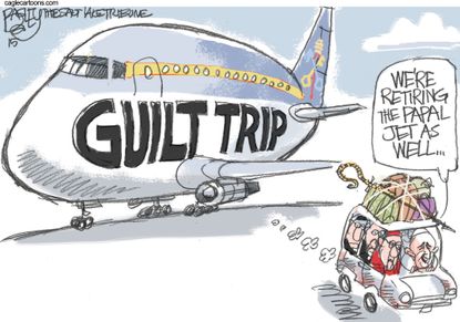 Editorial cartoon Pope guilt trip