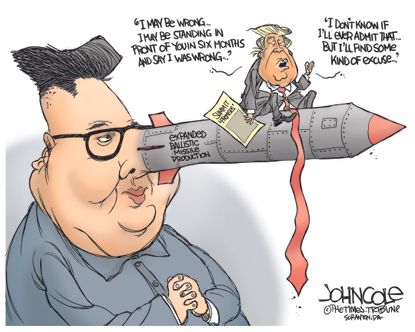 Political Cartoon U.S. Kim Trump North Korea nuclear summit
