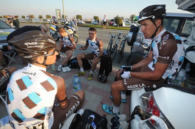 AG2R-La Mondiale awaits the start of stage 5 of Tour of Qatar
