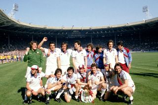 West Ham celebrate with the FA Cup after winning the 1980 final against Arsenal