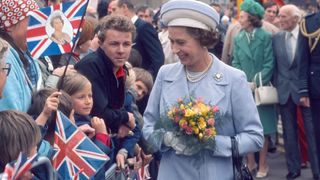 Queen Elizabeth ll greets the public during a Silver Jubilee walkabout on January 01, 1977