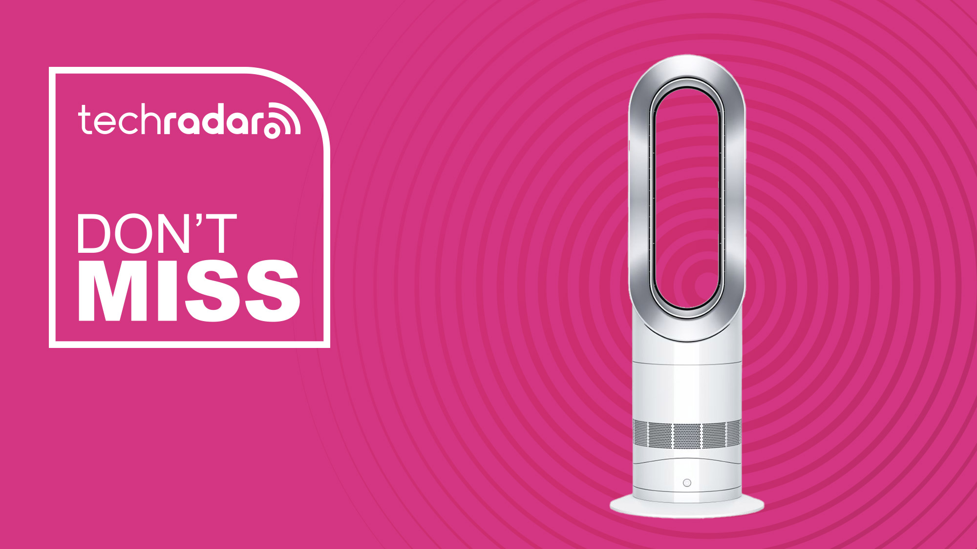 Dyson Hot+Cool Jet Focus fan on a pink background