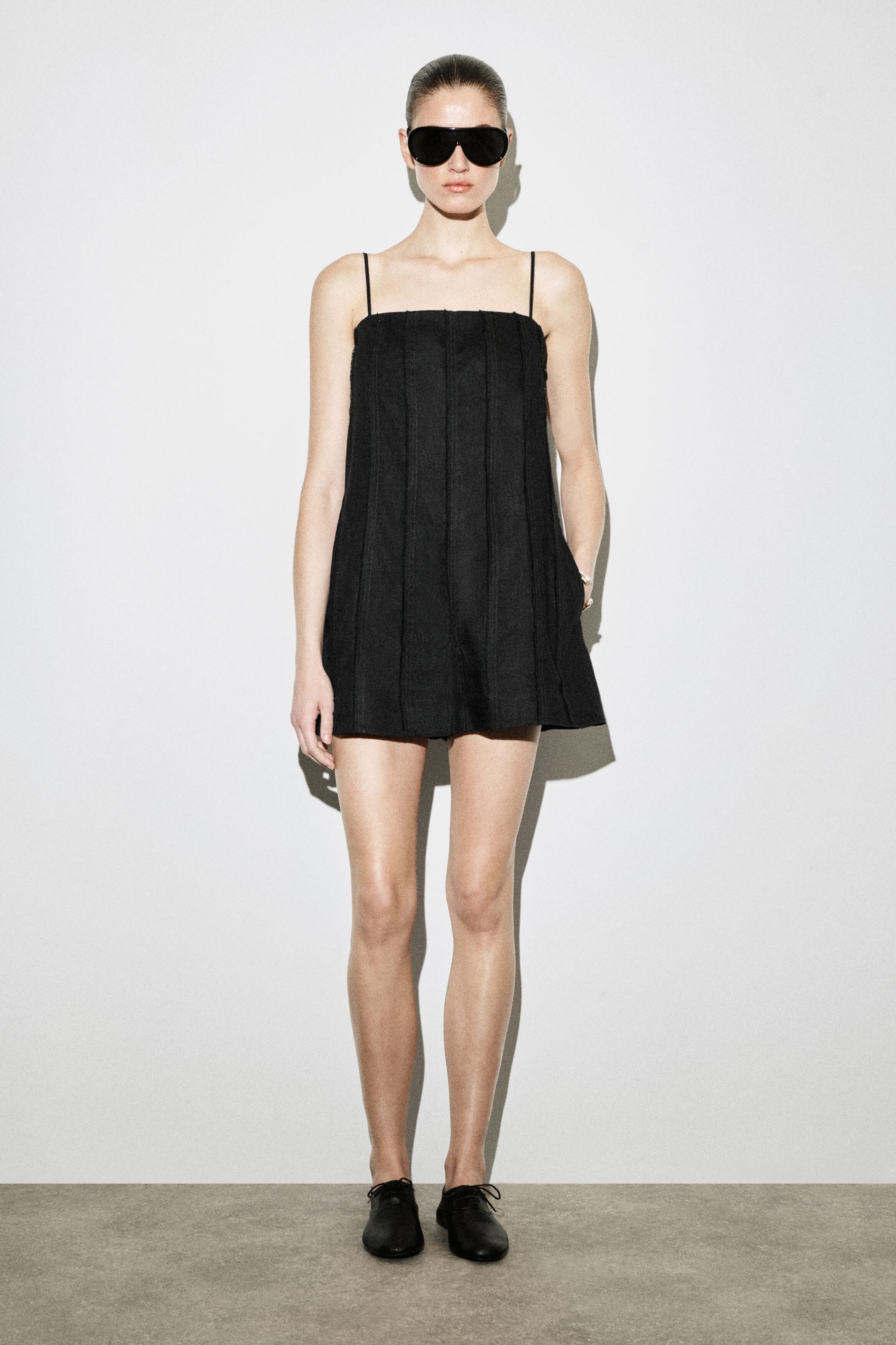 Sculpted Pleated Linen Playsuit