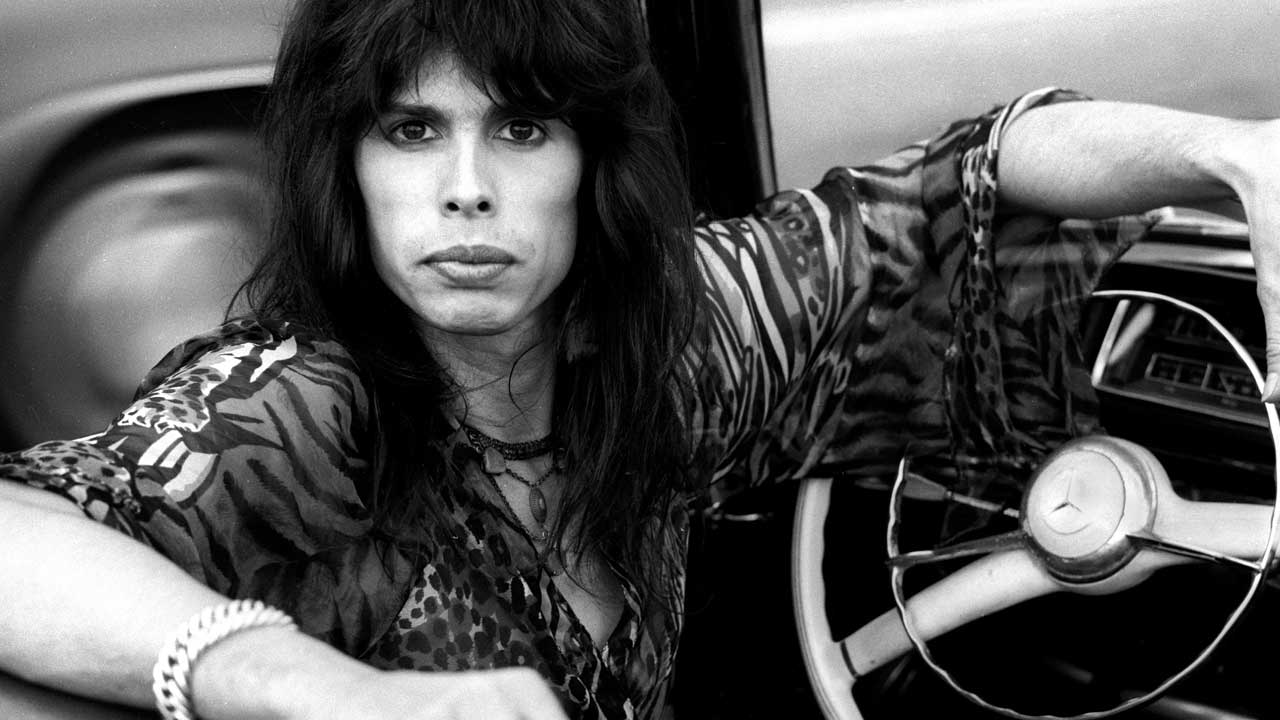 Steven Tyler in his 1956 Mercedes Benz 220S at Jamaica Pond, Boston MA October 9, 1975