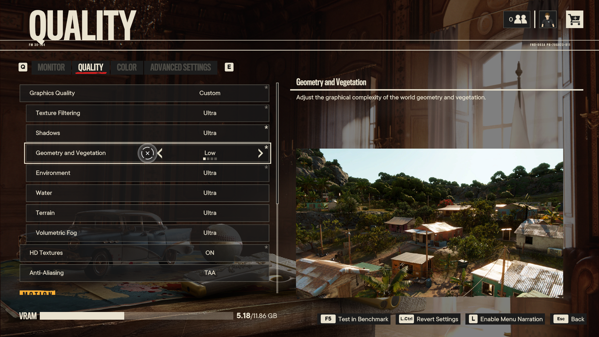 Far Cry 6 settings menu screenshots