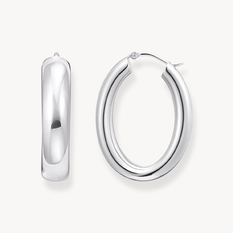 Silver chunky hoop earrings, thomas sabo