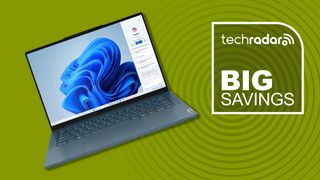 A Lenovo Yoga Pro 7 against a TechRadar BIG SAVINGS background