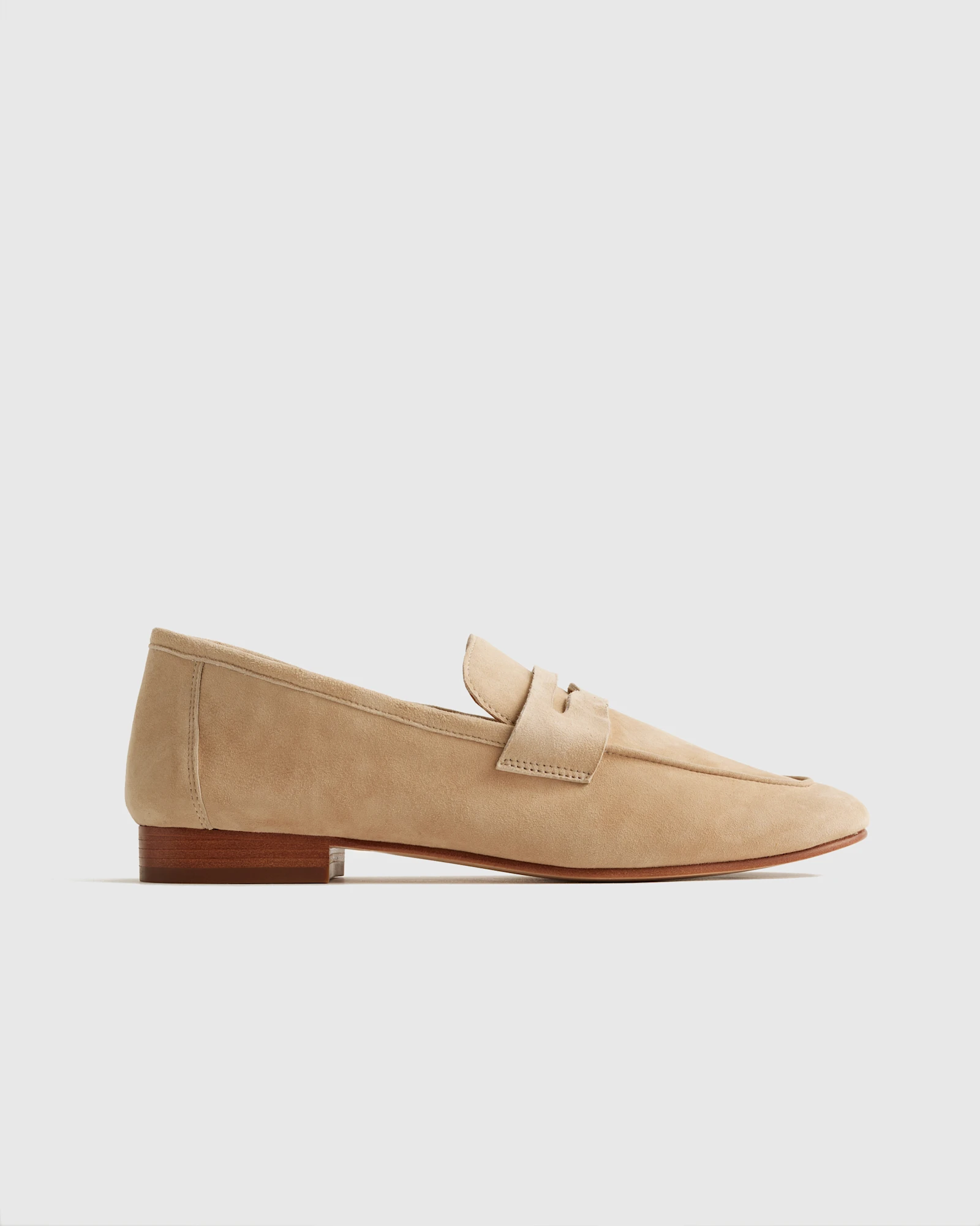 Women's Italian Suede Penny Loafer in Almond, Size 5