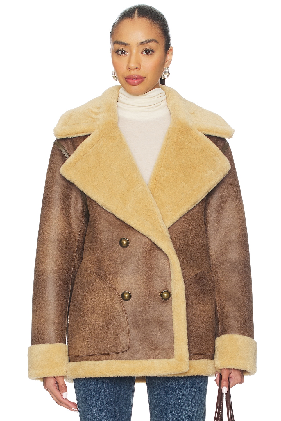 X We the Free Mari Reversible Coat in Tan Cream Combo