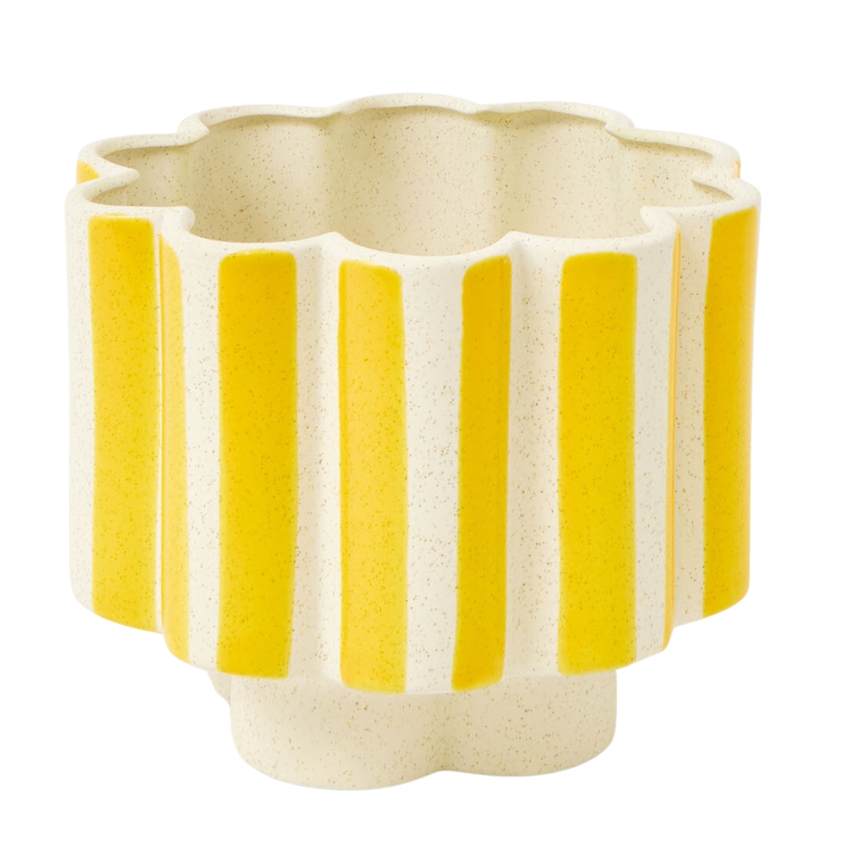 Joya Yellow Scalloped Stripe Plant Pot Large | Oliver Bonas
