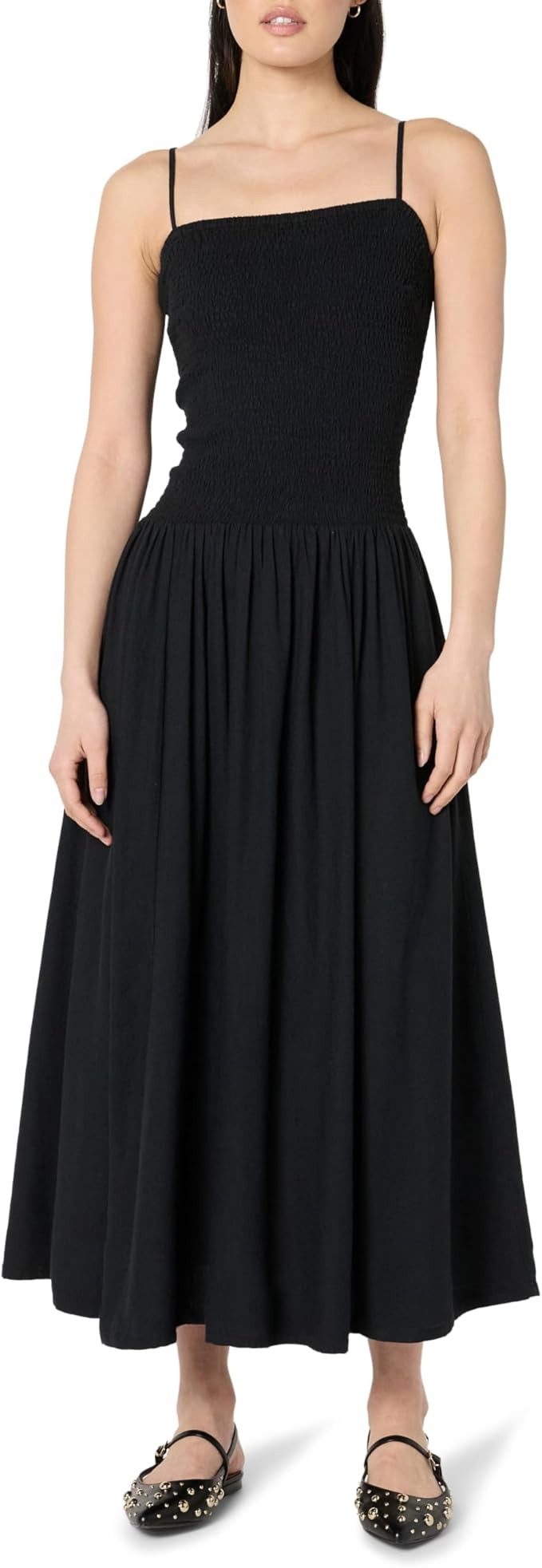 The Drop Florencia Smocked Bodice Linen Maxi Dress.