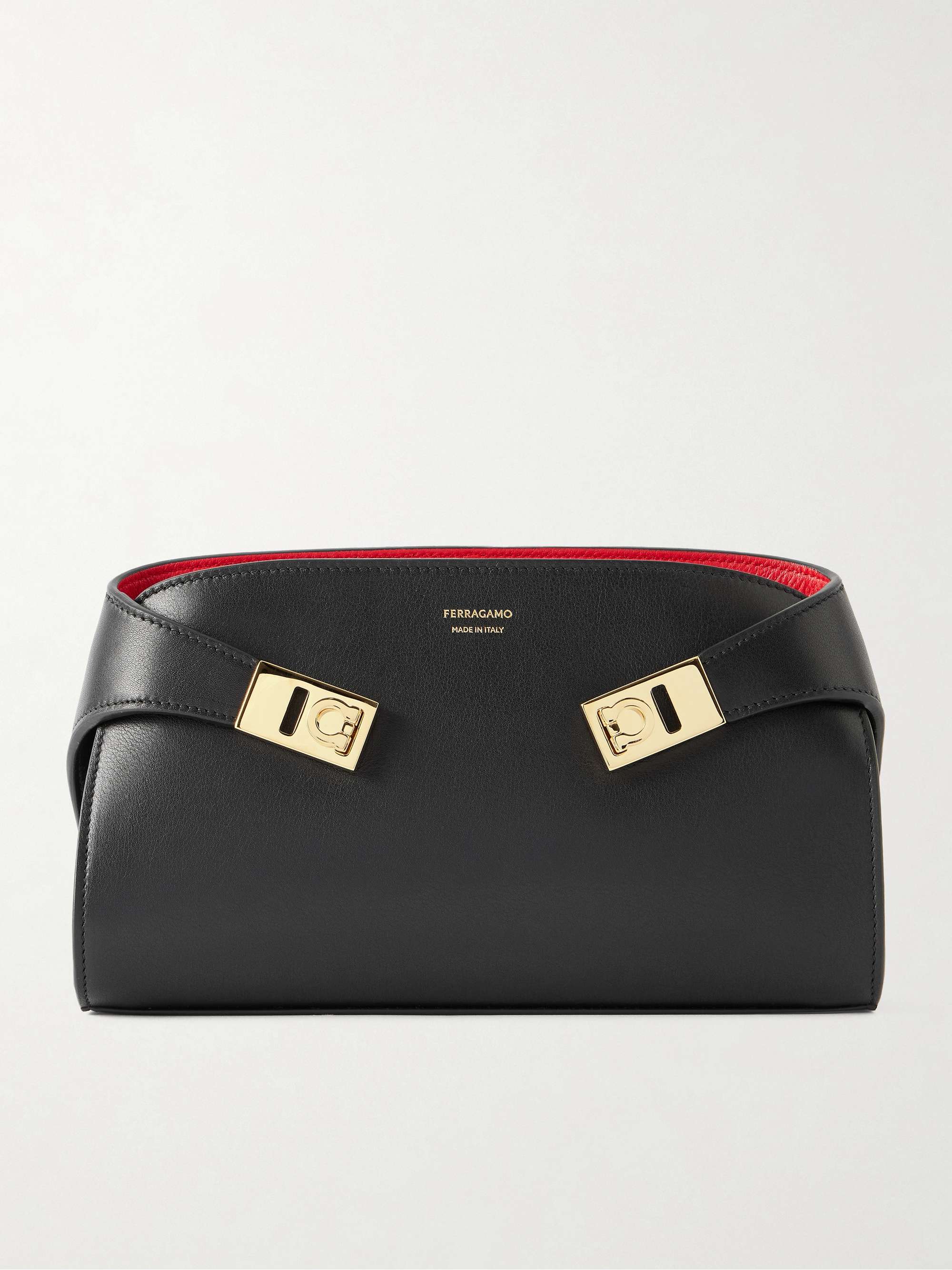 Hug Embellished Textured-Leather Shoulder Bag