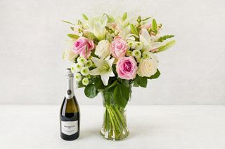 letterbox flowers with prosecco