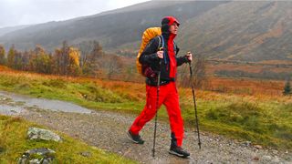 Man wearing Haglöfs LIM ZT Trek GTX PRO Jacket in the rain on Scotland’s West Highland Way