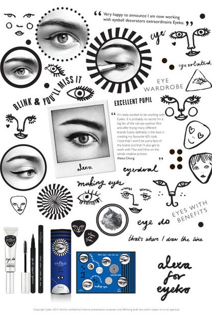Alexa Chung's doodles for her limited edition Eyeko make-up range