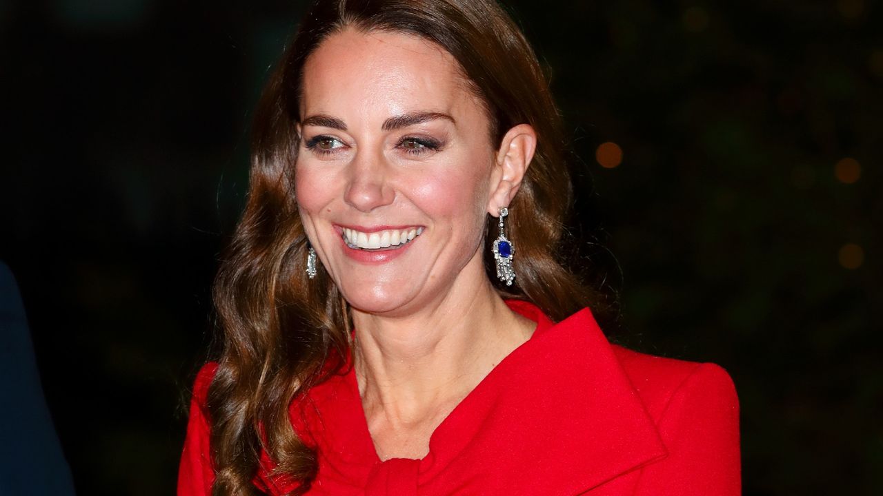 Catherine, Duchess of Cambridge (wearing Queen Elizabeth, The Queen Mother&#039;s Sapphire and Diamond Fringe Earrings) attends the &#039;Together at Christmas&#039; community carol service at Westminster Abbey on December 8, 2021 in London, England. The carol service, hosted and spearheaded by The Duchess of Cambridge, pays tribute to the work of individuals and organisations across the UK who have supported their communities through the COVID-19 pandemic. 