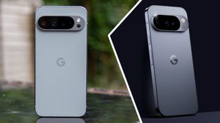 The Google Pixel 9 Pro next to the Pixel 10 Pro